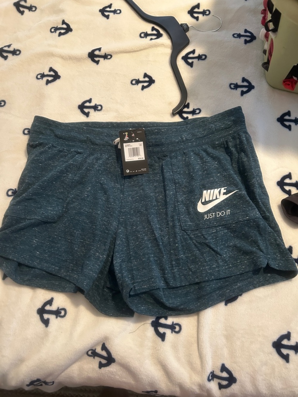 Nike Women’s Speckled Teal Athletic Shorts with Logo vintage shorts brand new